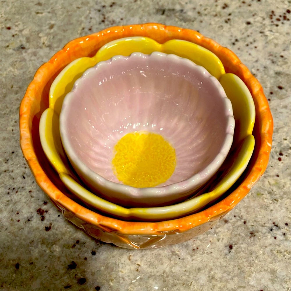 Set of 3 Glazed Ceramic Serving Bowls